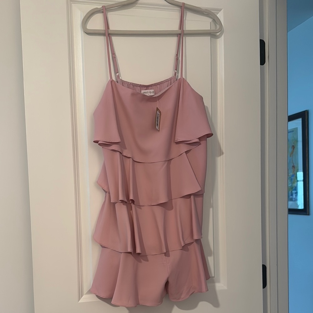 Pink Ruffled Sleeveless Romper NWT